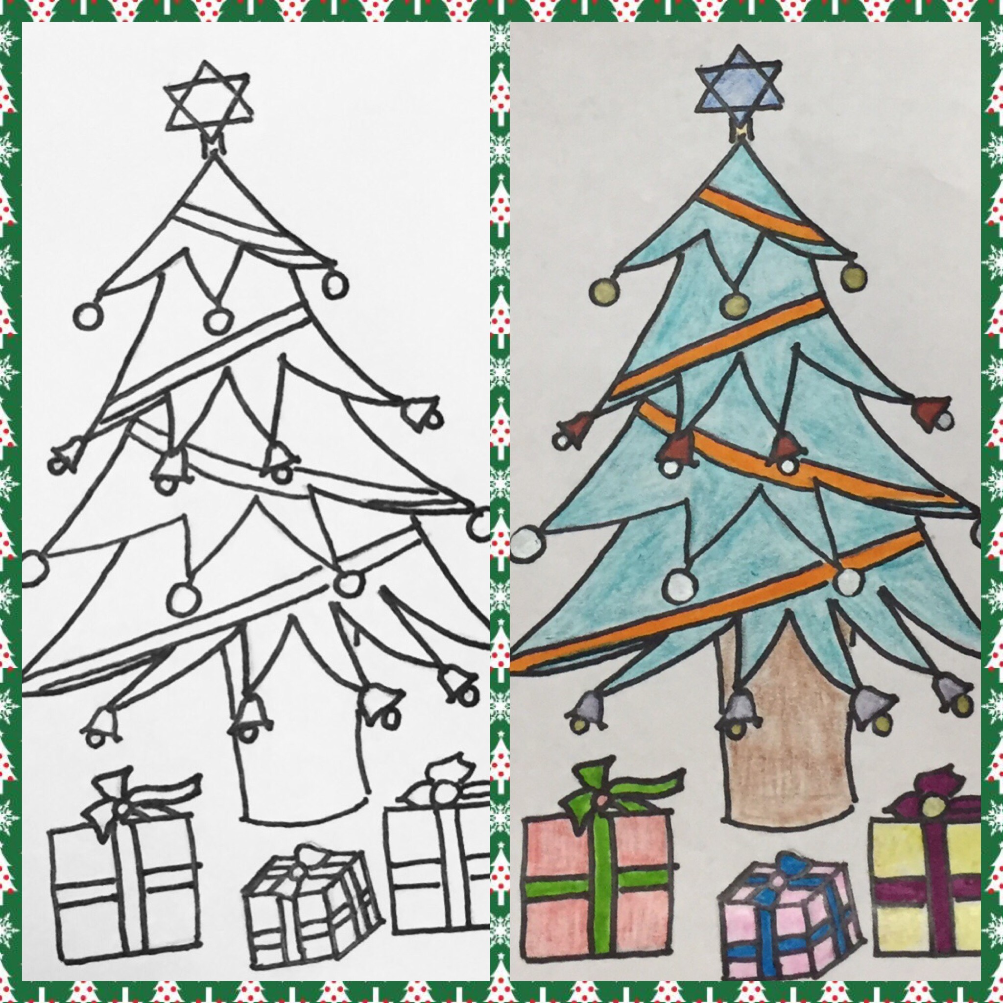 How to Draw Christmas Tree and Christmas Presents Tutorial! • Eat Write